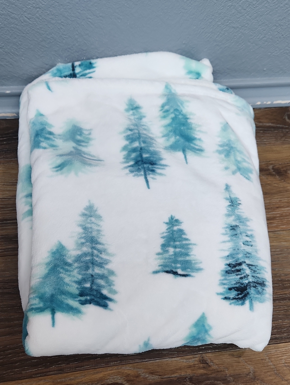 Blue Trees White Throw Blanket